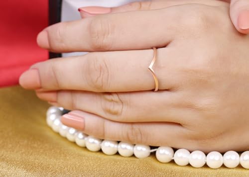 Dazzlingrock Collection Womens Minimalist Guard Chevron V Shape Stackable Classical Simple Plain Matching Wedding Band, Available in 10K/14K/18K Solid Gold2