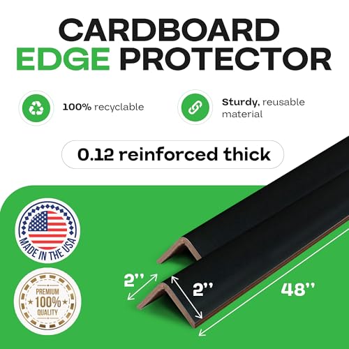 IDL Packaging Cardboard Edge Protectors 2" x 2" x 48", Black, Pack of 100 - V-Board Reinforced Cardboard Corners for Shipping - Kraft Cardboard Corners for Packing - Moving Corner Protectors by IDL Packaging - Image 2