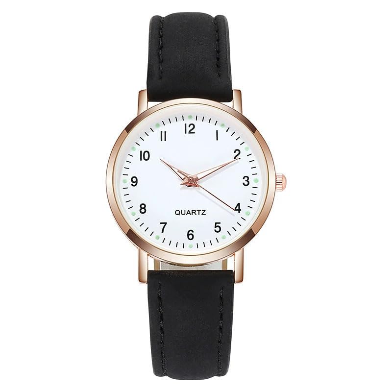 Women's Small Round Quartz Watch Luminous Dial | Leather Strap Pin Buckle-picture-45