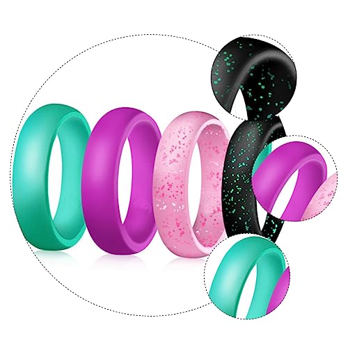 Anillos de silicona con brillo para dedo, 4 pcs, colores surtidos miniatura 2