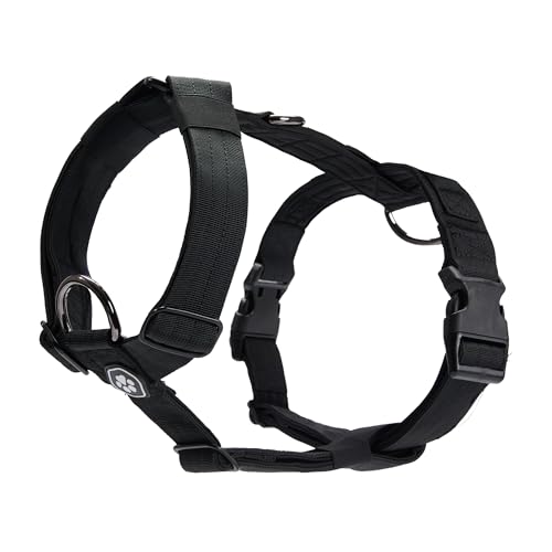 Spark Paws No Pull Dog Harness for Large Dogs, Heavy Duty Dog Harness for Big Strong Breeds, Adjustable, Y Shaped Padded Halter Design with Front Clip - Black - S