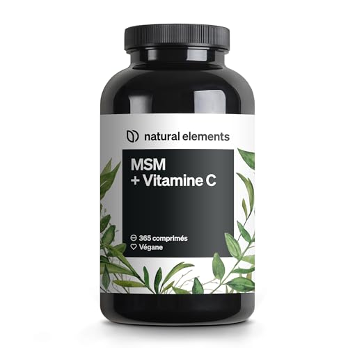 MSM 2000mg + Vitamine C naturelle – 365 comprimés au lieu de gélules – méthylsulfonylméthane – hautement dosé, végane – contrôlé en laboratoire en Allemagne