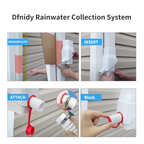Dfnidy Rain Barrel Diverter Kit, Rainwater Collection System Fits for 2x3 Inch Standard Gutter Downspout with 50\"\" Hose,Includes: Rain Diverter,Hose,Sealing Plug, Stainless Steel Hose clamp - (Black)