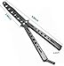 TRUEGOOD Butterfly Knife Real Blade - Unsharpened Training Knife for Safe Practice (Black-Thick)