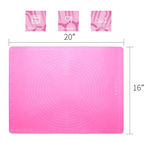 Silicone Baking Mat For Pastry Rolling Dough Mats Large Nonstick And Nonslip With Measurements,Dining Table Placemat 20'' By 16'',Pink #TOP1