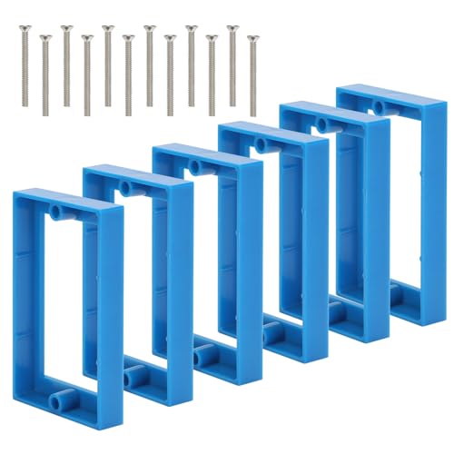 1/2Inch Single Gang Receptacle Outlet Box Extenders,Include 12Screws (6-32 x 1.25),Electrical Outlet Extender for Electrical Outlet Box and Electrical Outlet Switches, Blue (Pack of 6)