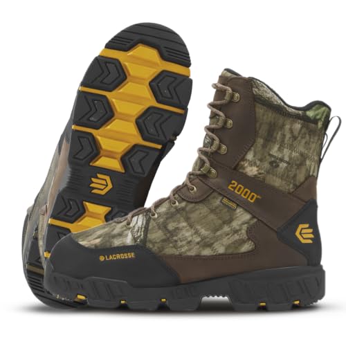 LaCrosse Cold Snap 9-Inch Hunting Boots - 2000G Thinsulate Insulation for Men's Shoes - Dry-Core Waterproof Lining for Hunting Shoes for Men - Grippy Outsole - Mossy Oak Country Roots - 11.5 Wide
