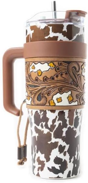 Myra Bag Brown and White Wide Wyoming Tumbler S-12053, Brown