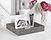 HofferRuffer Decorative Desktop Organizer Tray, Bathroom Vanity Tray, Storage Jewelry Perfume Dresser Tray, Catchall Tray for Change Coin Key, 10.2 x 8.4 x 1.8 inches (Dark Grey Faux Leather Shagreen)