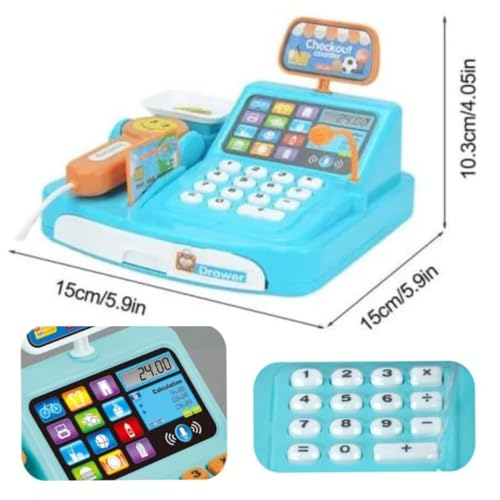 Caixa Registradora Infantil Brinquedo Moedas Dinheiro Cartão MAQUINA COM LUZ E SOM COM DINHEIRINHO S