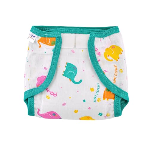 Image of Pom Pom Sweethearts Welcro Nappy For Babies, Reusable, Washable Soft Muslin Cotton Nappy /Langot for New Born Baby | Gentle on Baby Skin | Helps in Potty Training | 3-6 months | Pack of 10 | Printed