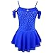 ZHQNZJF Girls' Professional Figure Skating Competition Dresses Outdoor Gymnastics Leotards Rhinestone Ice Roller Costume,Blue,L