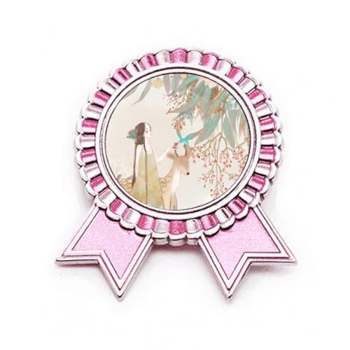 Broche cerf style chinois en métal rose M, un bijou rétro d'une élégance rare