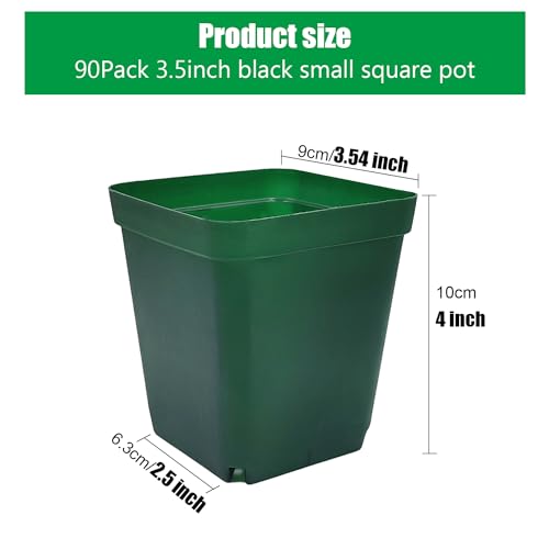 RooTrimmer Square Nursery Seedling Pot 3.5 Inches 90 Pcs, Small Nursery Pot Plastic Thick and Sturdy Seed Start Germination Pot for Plant Propagation and Seeding(Green,3.54 Inches, 90Pcs) by RooTrimmer - Image 2