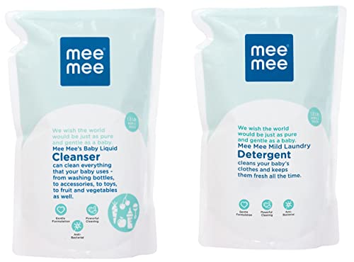 Image of Mee Mee Anti-Bacterial Baby Liquid Cleanser (1.2L) & Mild Baby Liquid Laundry Detergent Refill Pack, 1.2L Combo
