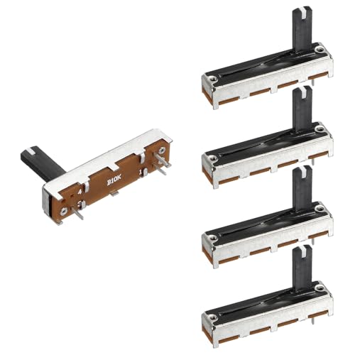 Image of sourcing map 5Pcs Straight Single Linear Slide Potentiometer 3 Pin B10K 35mm(L) 20mm Travel Fader Variable Resistors Mixer Electronic Potentiometer for Dimming Tuning, 5x15mm Plastic Handle