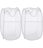 Yazer 2-Pack Pop-Up Laundry Hampers – Foldable, Mesh With Side Pocket, Reinforced Handles, 24” Tall, Easy Storage