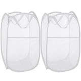 BATTOO Deluxe Strong Mesh Pop up Laundry Hamper Basket with Side Pocket Foldable Hamper for Laundry