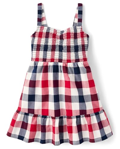 The Children's Place,Girls,Casual Sleeveless Tiered Dresses,Americana Gingham,Medium