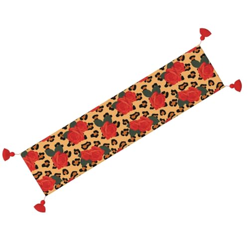 Chemin de table de Noël avec pompon léopard idéal pour offrir ou décorer sa table - 3