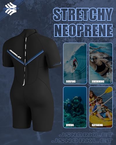 JSNORKLET Roupa de mergulho masculina grande e alta, neoprene com zíper traseiro de 3 mm, plus size,
