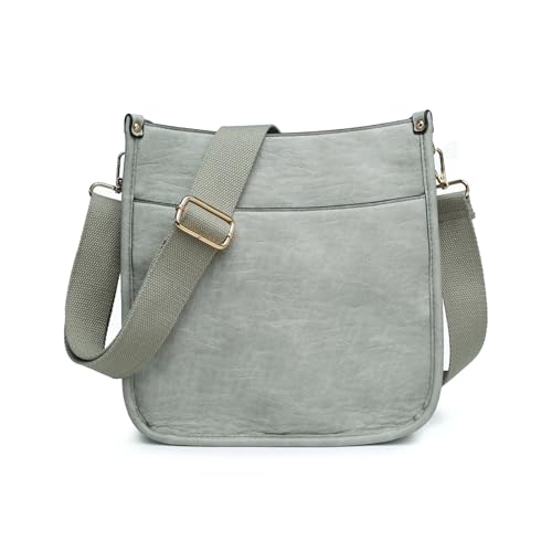 Image of Posie Crossbody Bags for Women Trendy Vegan Leather Hobo Purses Shoulder Handbags with Wide Adjustable Guitar Strap