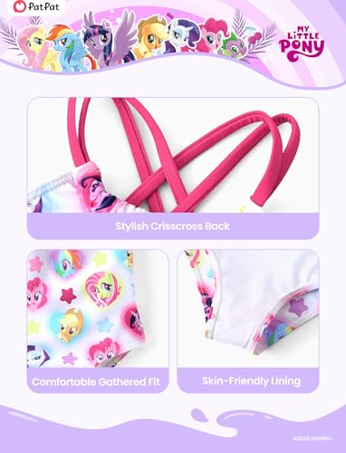 Image of My Litle Pony One Piece Swimsuit Pony Print Off-Shoulder Ruffle Summer Swimwear Beach Pool Kids, Pink, 2‑9 Years