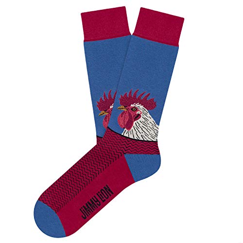 Jimmy Lion Calcetines Rooster Head en color Azul, fabricados en algodón peinado de primera calidad.Talla 41-46 en media caña Cover