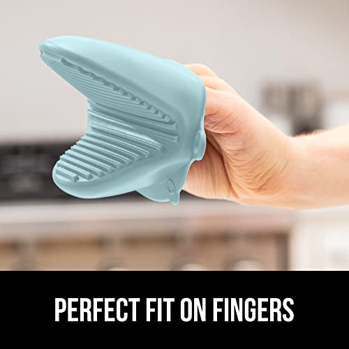 Gorilla Grip Heat And Slip Resistant Silicone Mini Potholders Mitts, Oven Mitt Gloves, Bpa-Free, Textured Design, Better Grip, Hot Plate Holder, Kitchen Finger Grips, Cooking, Waterproof 2 Set, Mint #TOP4