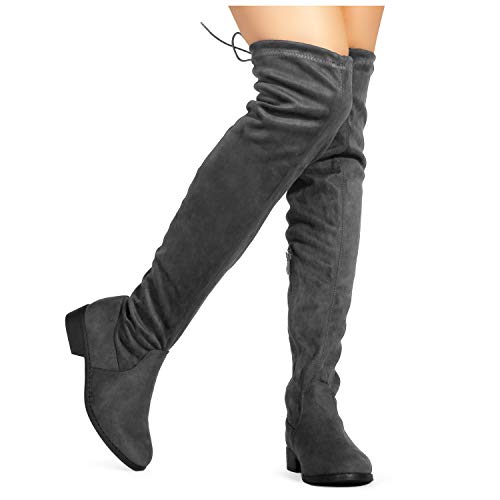 Tokyo-25 Women's Stretchy Over The Knee Riding Boots (Regular Calf) GREY Size.10
