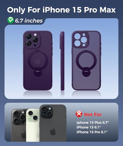 Image of FNTCASE for iPhone 15 Pro Max Case with 360 Spin Magnetic Stand Purple