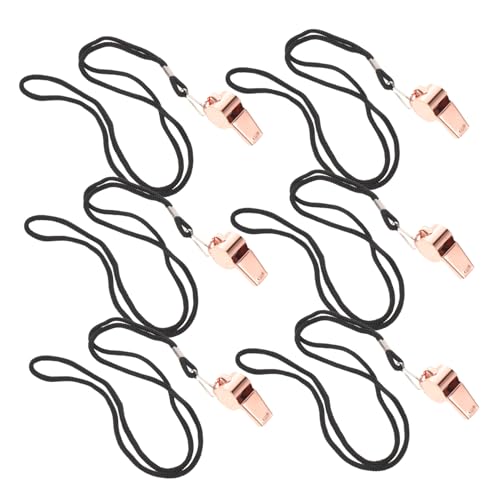 6 silbatos deportivos de acero inoxidable con cordón para cuello miniatura 1