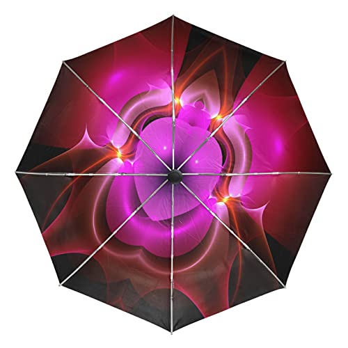 Parapluie automatique coupe-vent pliant femme motif violet rose