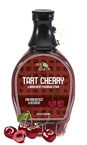 Image of Green Jay Gourmet Cherry Syrup - 3 Ingredient Non GMO Fruit Syrup - 8 oz | Non GMO & Preservative Free, Perfect for Breakfast, Pancakes, Waffles, French Toast, Coffee, Drinks & Desserts