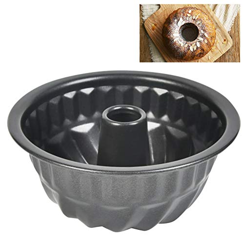 FOROREH Mini Molde Kouglof, Molde Savarin de Carbono de 11 CM, Molde Especializado Alsaciano, Molde para Pastel, Acero Inoxidable, Negro