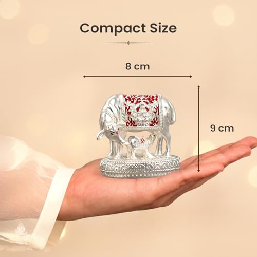 Image of Astrotalk Kamdhenu Cow with Calf Murti (3x3.5 Inch) | Divine Symbol for Abundance & Prosperity | Sacred Vastu & Pooja Idol | Home Decor for Living Room & Office Desk | Good Luck Gift for Man & Woman