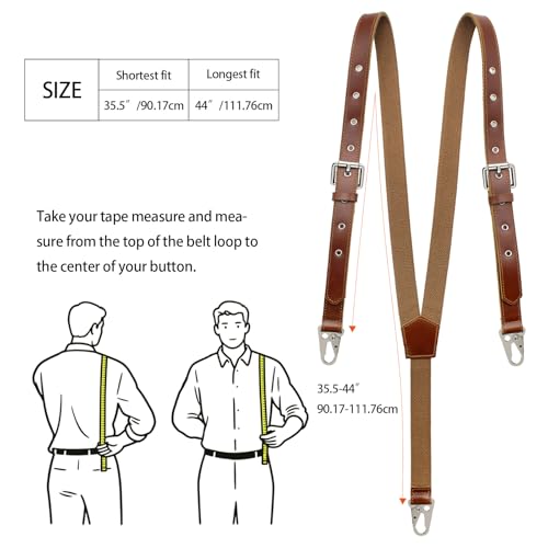 Image of Ringsun Genuine Leather Suspenders for Men, Y Design Hidden Suspenders Under Clothes, Adjustable Accessories for Men