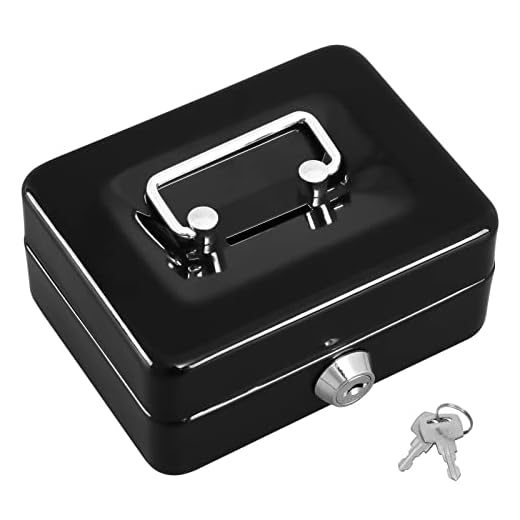 Kyodoled Mini Small Cash Box with Money Tray,Lock Box with Key,Small Safe for Kids 4.9"x 3.7"x 2.3" Black