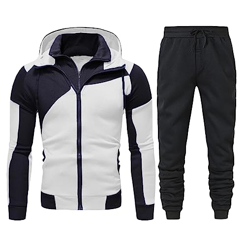 Men's 2-Piece Tracksuit Sets Full Zip Hoodies Jogger Sweatpants Long Sleeve Pullover Hoodies Solid Colors for Fall Winter