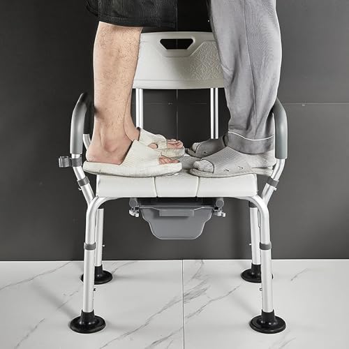 Chaise percée de chevet réglable et siège de toilette surélevé