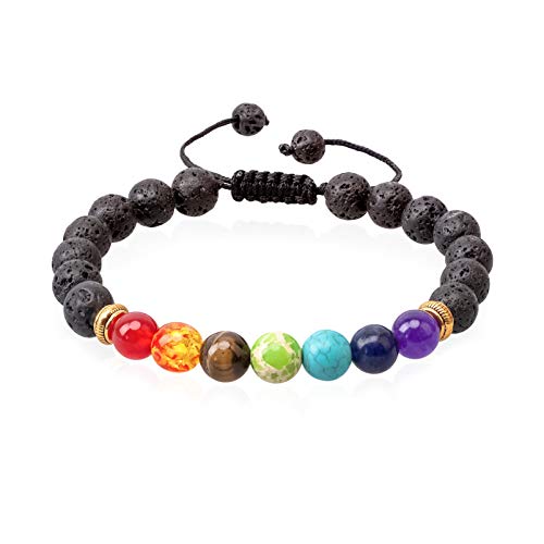 VLAWISE Essential Oil Diffuser Bracelets with Lava Stone Jewelry (Colourful)