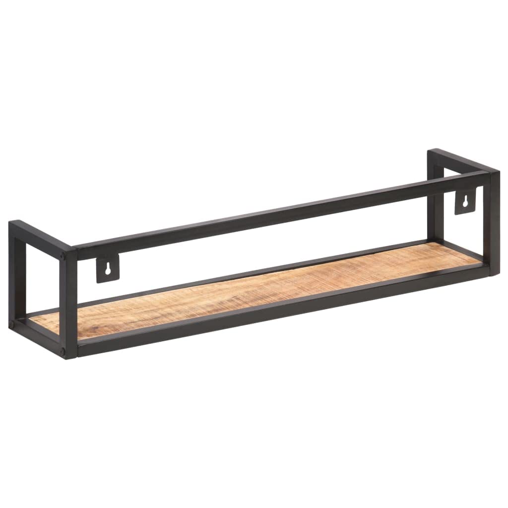 Juego de 2 estantes de pared de 80 cm, madera maciza de mango y hierro, estilo industrial, estantería flotante para salón, cocina, pasillo y oficina, capacidad de carga de 30 kg