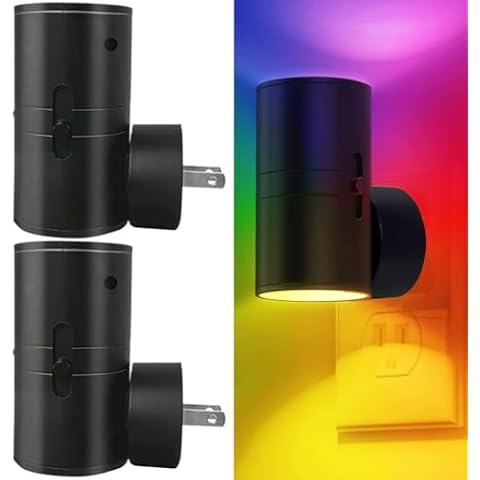 AIANR Dusk to Dawn Indoor Night Light, Cozy LED Night Lights Plug into Wall, 5-300lm Shine up and Down Dimmable, Modern Sensor Night Light for Kitchen, Hallway, Bedroom, Stairs(Colorful-2) Cover