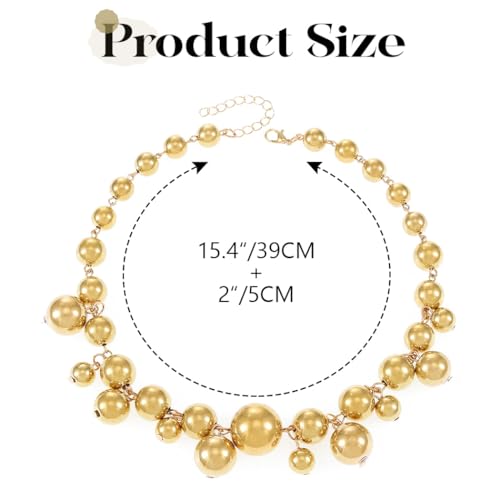 Handcess Boho Chunky Choker Halskette Gold Punk Perlen Halsketten Dicke Halskette Kette für Frauen