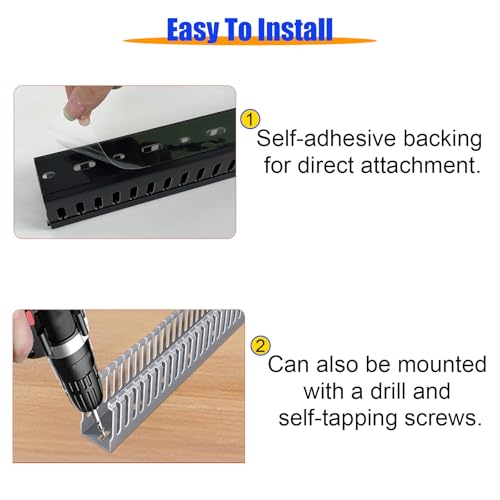2 Pcs Self Adhesive Ethernet Cable Raceway, Heavy Duty Open Slot Wire Duct for Network/PC/TVs, 1 M Long Large Capacity Under Desk Cord Organizer(2 Pack White,H 20mm(7/9 in) W 20mm(7/9 in)) miniatura 4