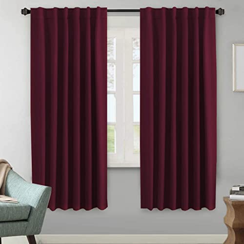 Image of H.VERSAILTEX Christmas Blackout Curtains Thermal Insulated Window Treatment Panels Blackout Drapes for Living Room Back Tab /Rod Pocket Bedroom Draperies, 52 x 72 Inch, Burgundy, 2 Panels