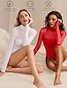 Avidlove Christmas Outfits for Women Long Sleeve Mesh Bodysuit Mock Neck Body Suits Sheer Going Out Tops #2
