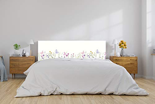 Oedim Cabecero Cama PVC Flores y Mariposa 135x60cm | Disponible en Varias Medidas | Cabecero Ligero, Elegante, Resistente y Económico