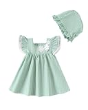 Kucnuzki Baby Girl Clothes 3 6 Month Girl Clothes Summer Baby Green Dress Ruffle Fly Sleeve Square Neck A Line Casual Sundress Infant Dress Cute 2 Piece Outfit