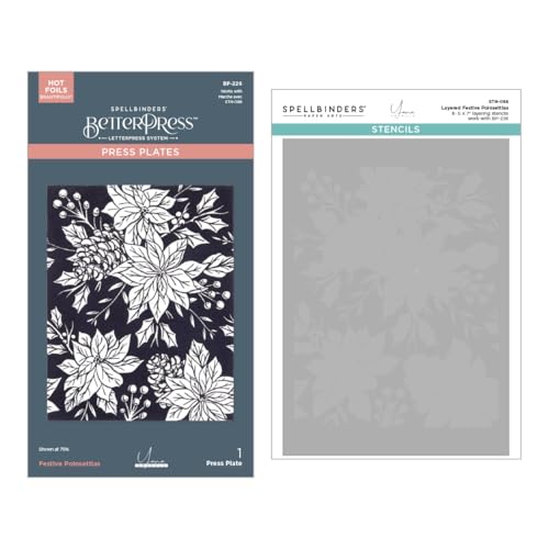 Poinsettias festifs BetterPress pour créer vos cartes de Noël personnalisées